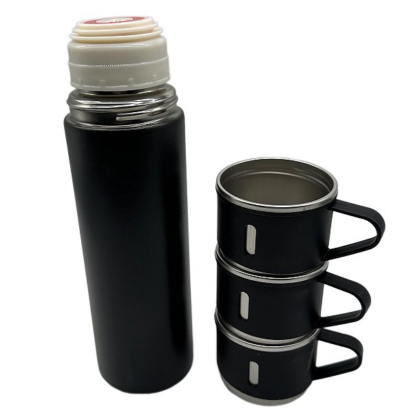 Garrafa vaco bottle preta com 3 copos