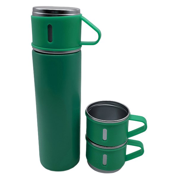 Garrafa vaco bottle verde com 3 copos