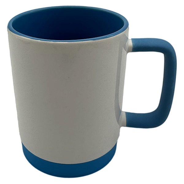 Caneca branca base e alça silicone - azul 325 ml