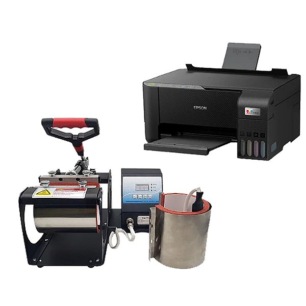 Prensa de Caneca Sublicollor 2x1 110v + Impressora Epson L3250 Wifi A4