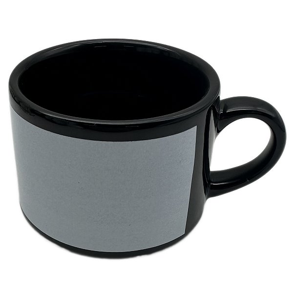 Xícara Preta com Tarja Branca de 180ml