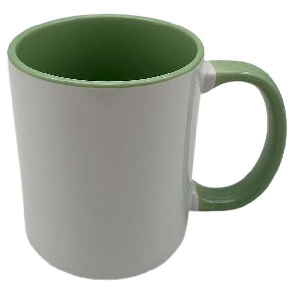 Caneca importada verde água  alça e Interior (Porcelana 325ml P/ Sublimação)