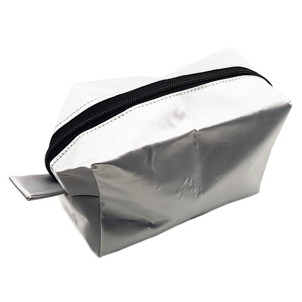 Necessaire Branca com Zíper Preto