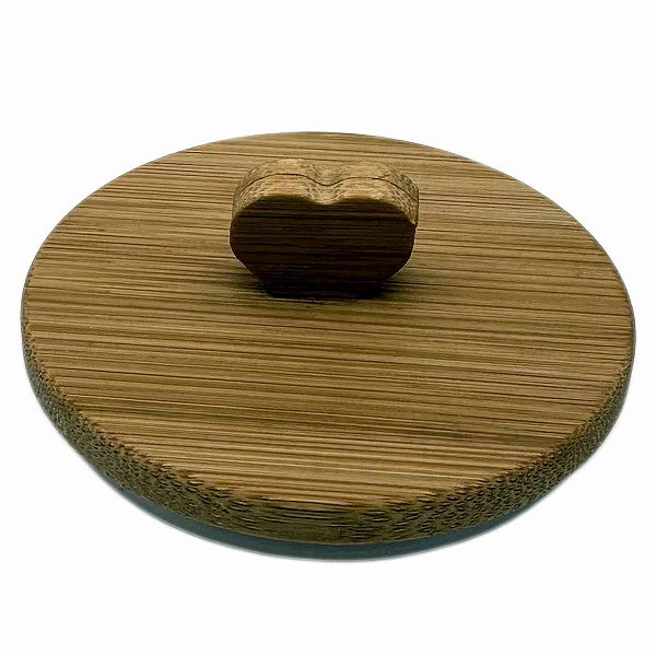 Tampa de bambu puxador coração
