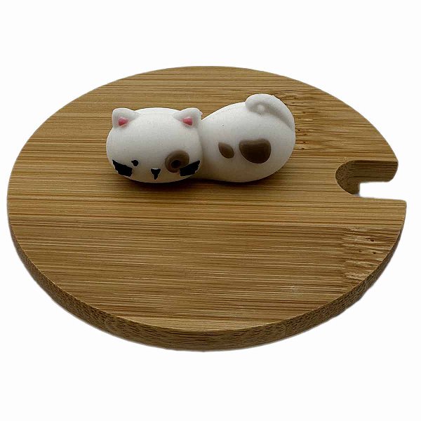 Tampa de bambu puxador gatinho