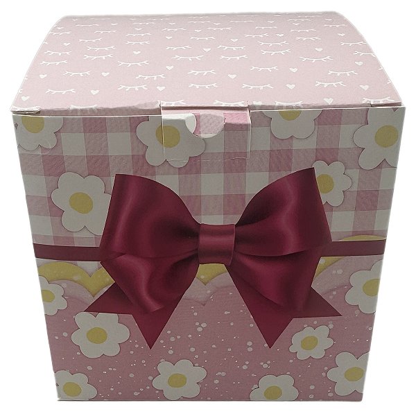 Caixinha para caneca laço rosa