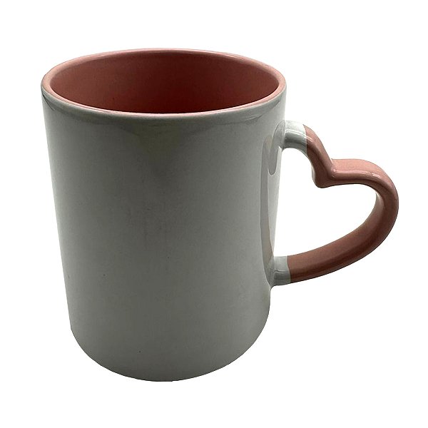Caneca Importada Rosa Alça/Interior (Porcelana 325ml p/ Sublimação)
