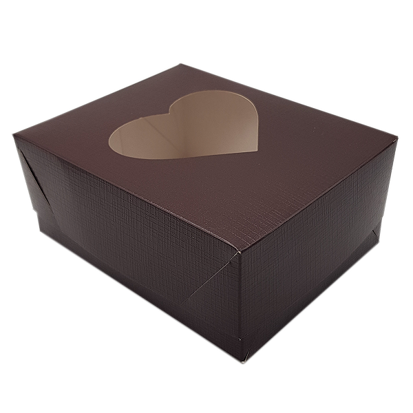 Caixa Coração Marrom com Alto‑Relevo