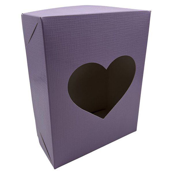 Caixa Coração Lilás com Alto‑Relevo