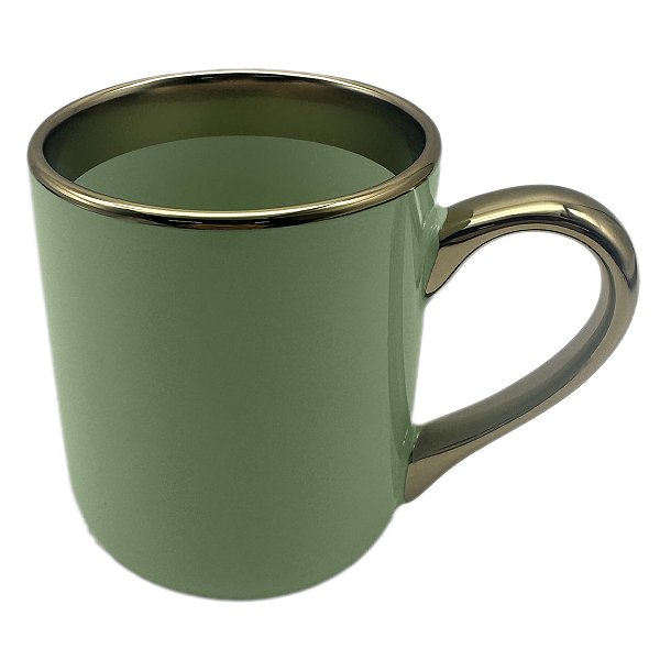 Caneca Imperial Verde com Alça e Borda Dourado – 325ml
