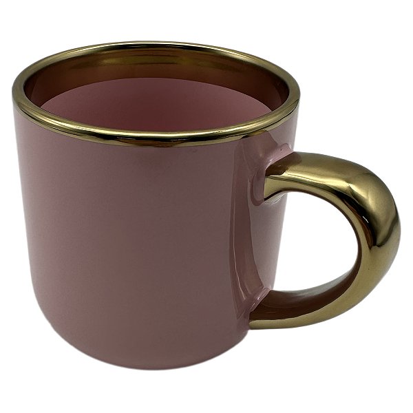 Caneca NV Imperial Lilás com Alça e Borda Dourado – 400ml