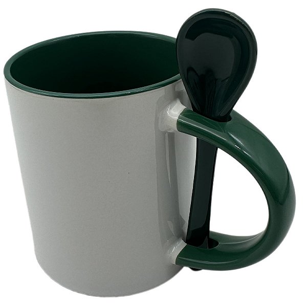 Caneca Colher Reta Verde Escuro Alça Interior
