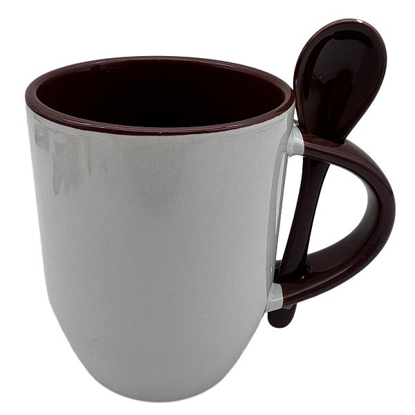 Caneca com Colher Alça e Interior Marrom - Jkb