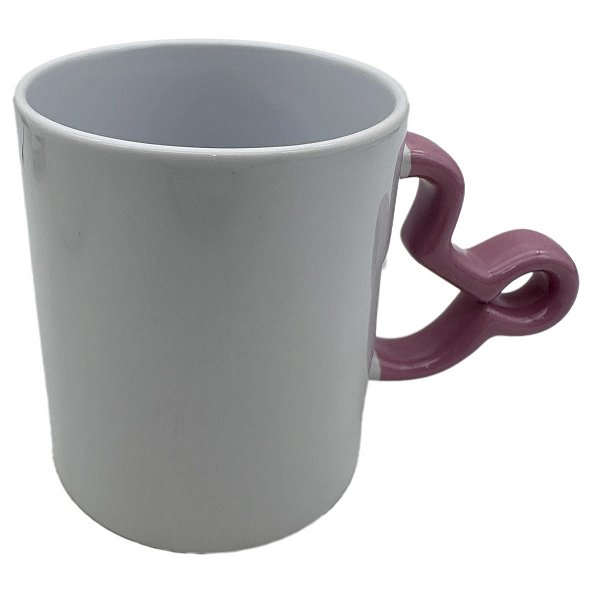 Caneca Cerâmica Alça Urso Rosa 325ml - Mecolour