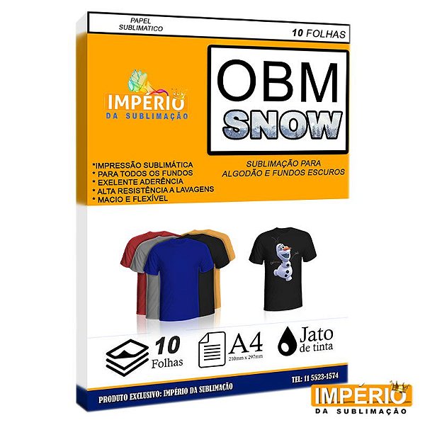 Papel OBM SNOW PCT C/10uni (P/ Sublimação)