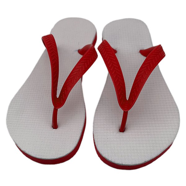 Chinelo para Sublimação com Sola e Tira Vermelha (Par)