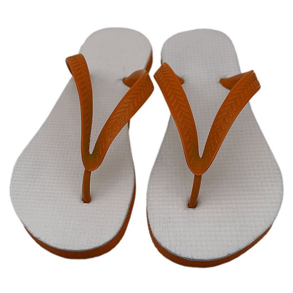 Chinelo para Sublimação com Sola e Tira Laranja (Par)