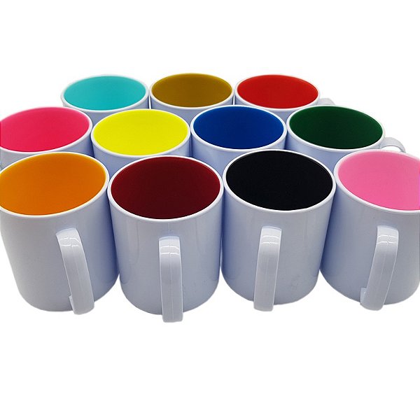 Caneca de Plástico Polímero Interior Colorido (P/ Sublimação)