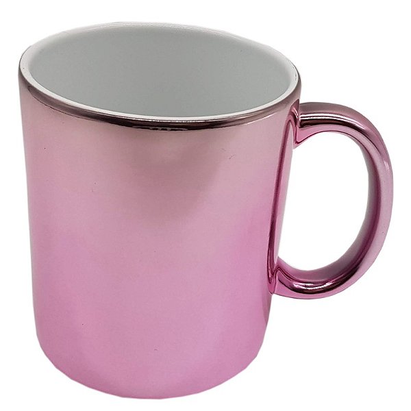 Caneca Cromada Pink Premium (Porcelana 325ml P/ Sublimação)