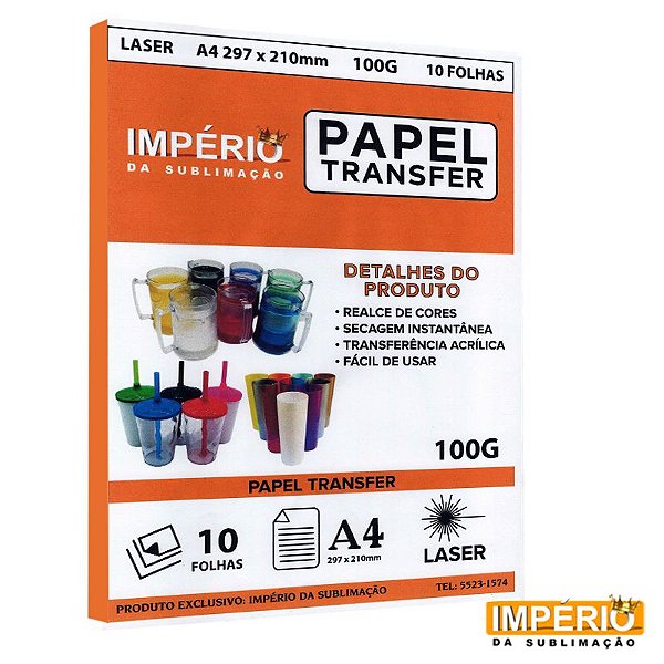 Papel Laser Transfer 100g. - 10 folhas