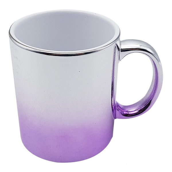 Caneca Espelhada Degradê Lilás (Porcelana 325ml P/ Sublimação)