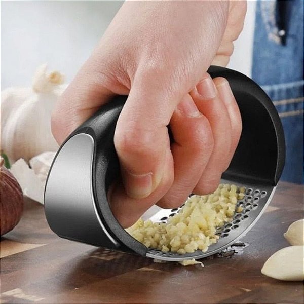 Espremedor/Ralador Triturador de Alho e Cebola em Aço Inoxidável