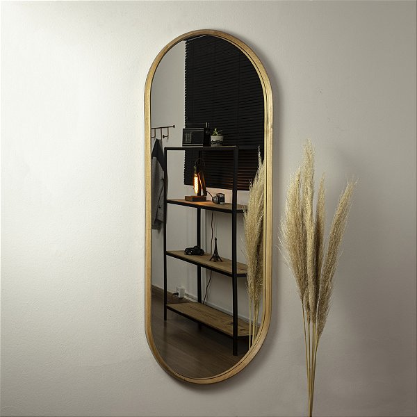 Espelho oval Galeão 1,50x60 cm de Madeira Maciça