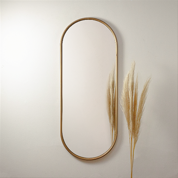 Espelho oval Galeão 1,50x60 cm de Madeira Maciça