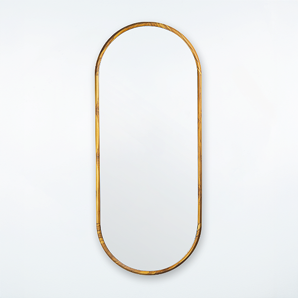 Espelho oval Galeão 1,50x60 cm de Madeira Maciça Teca