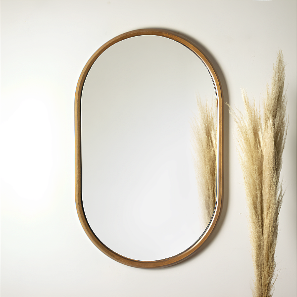 Espelho oval Galeão 80x50cm de Madeira Maciça