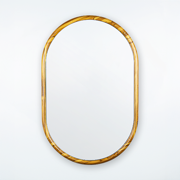 Espelho oval Galeão 80x50cm de Madeira Maciça Teca