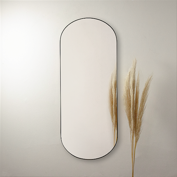 Espelho oval Tijuca 1,50x60 cm - Preto
