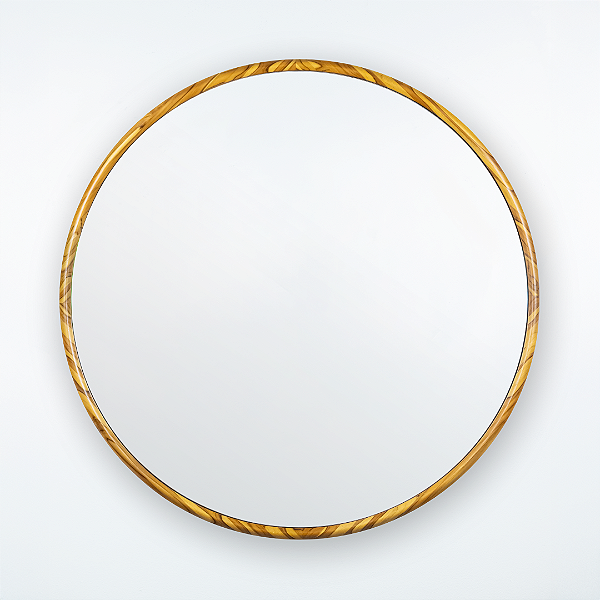 Espelho Redondo Galeão de Madeira Maciça Teca