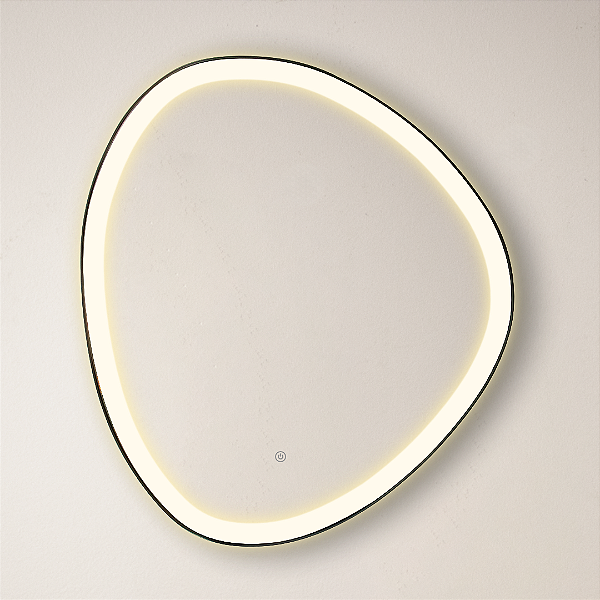 Espelho Orgânico Gávea 85x75 cm Preto - LED FRONTAL