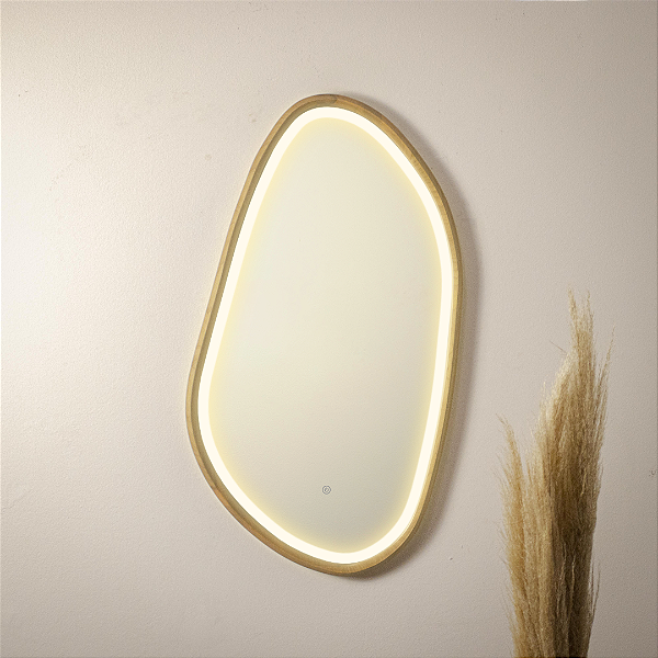 Espelho Orgânico Gávea 110x65 cm de Madeira Maciça LED FRONTAL