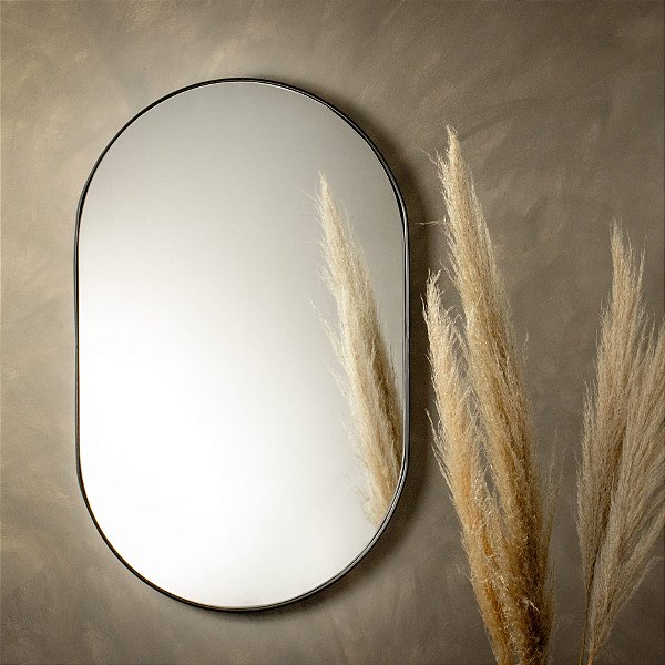 Espelho oval Tijuca 80x50 cm - Preto