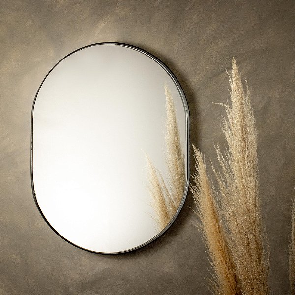 Espelho oval Tijuca 60x45 cm - Preto