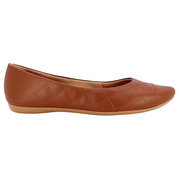 Sapatilha Usaflex Couro Bico Redondo Matelassê T7562