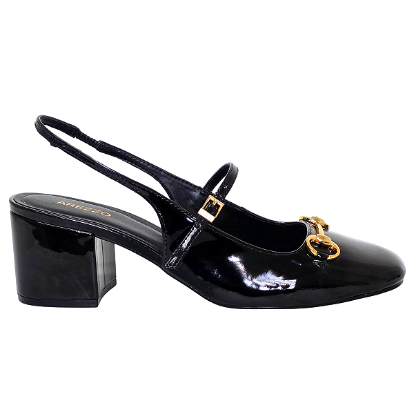 Sapato Arezzo Boneca Verniz Bloco Slingback A136570001