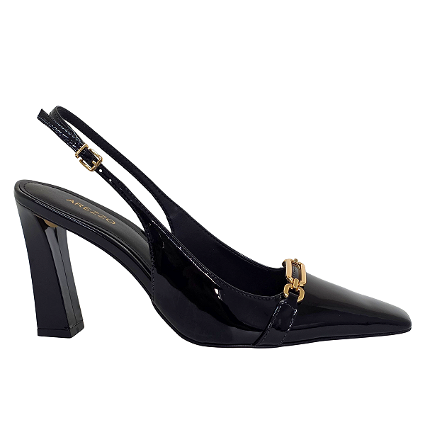 Scarpin Arezzo Verniz Salto Alto Slingback Metal A136940002