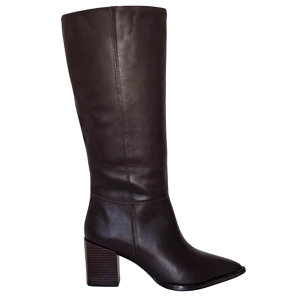 Bota Lia Line Couro Christy Cano Alto Salto Bloco Bico Fino