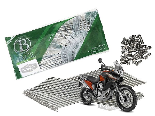 Jogo de Raios Aço Inox Polido 3,5mm Bace Traseiro Xl 700 Transalp
