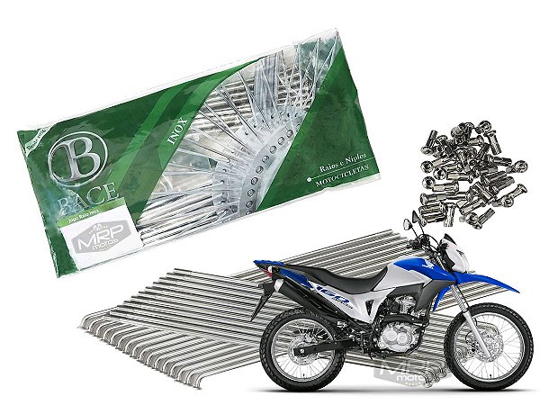 Jogo de Raios Aço Inox Polido 4mm Bace Traseiro Bros 160 Freio a Disco