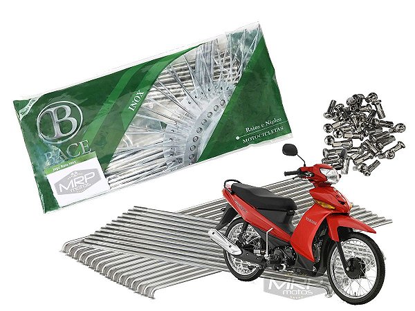 Jogo de Raios Aço Inox Polido 4mm Bace Traseiro Crypton 115 Freio a Tambor
