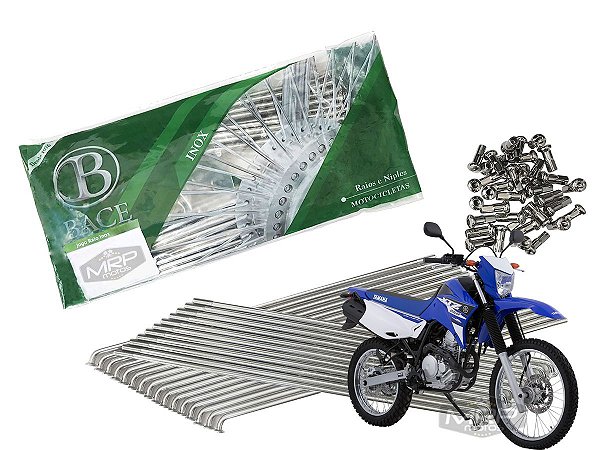 Jogo de Raios Aço Inox Polido 4mm Bace Traseiro Xtz Lander 250