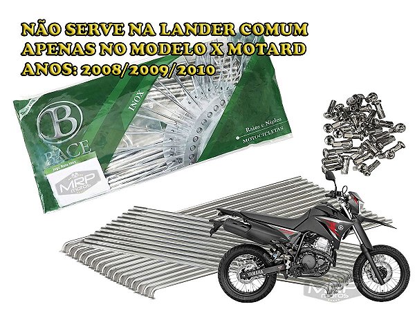Jogo de Raios Aço Inox Polido 4mm Bace Traseiro Xtz Lander 250 X Motard
