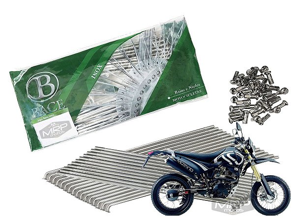 Jogo de Raios Aço Inox Polido 4mm Bace Dianteiro Stx 200 Motard