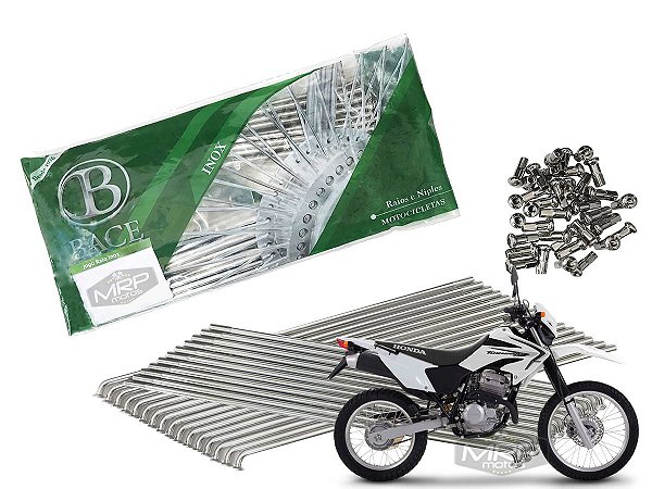 Jogo de Raios Aço Inox Polido 4mm Bace Traseiro Xr Tornado 250