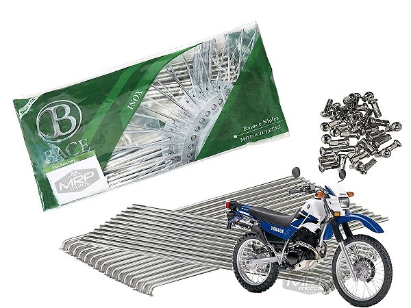 Jogo de Raios Aço Inox Polido 4mm Bace Traseiro Xt 225