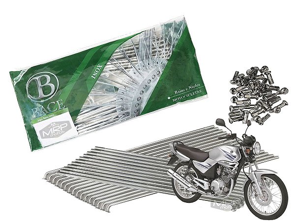 Jogo de Raios Aço Inox Polido 4mm Bace Dianteiro Ybr 125 Ed Freio a Disco